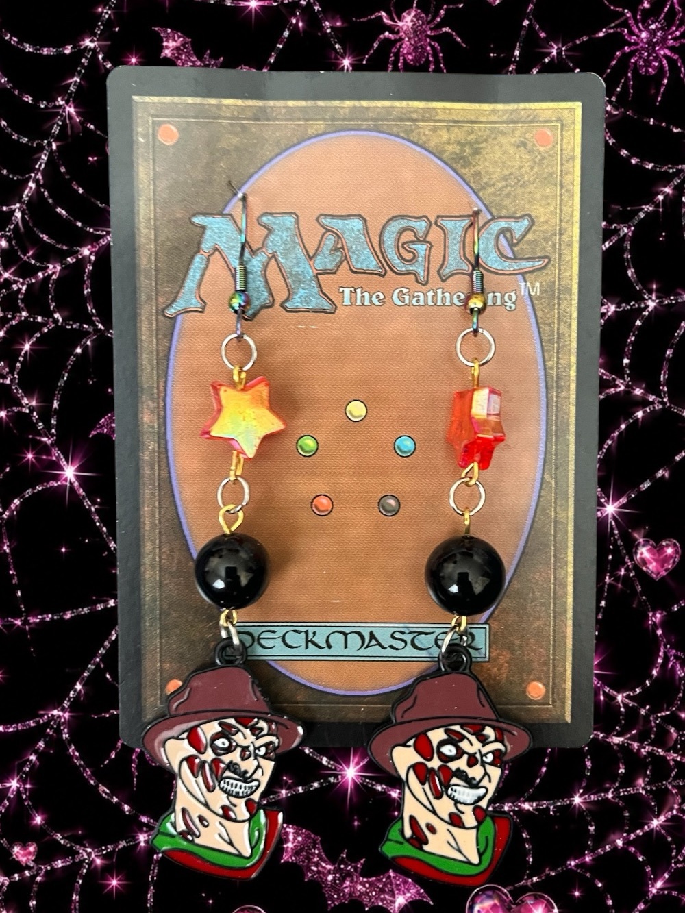 Black & Red Freddy Horror Dangle Earrings - Kids Toys